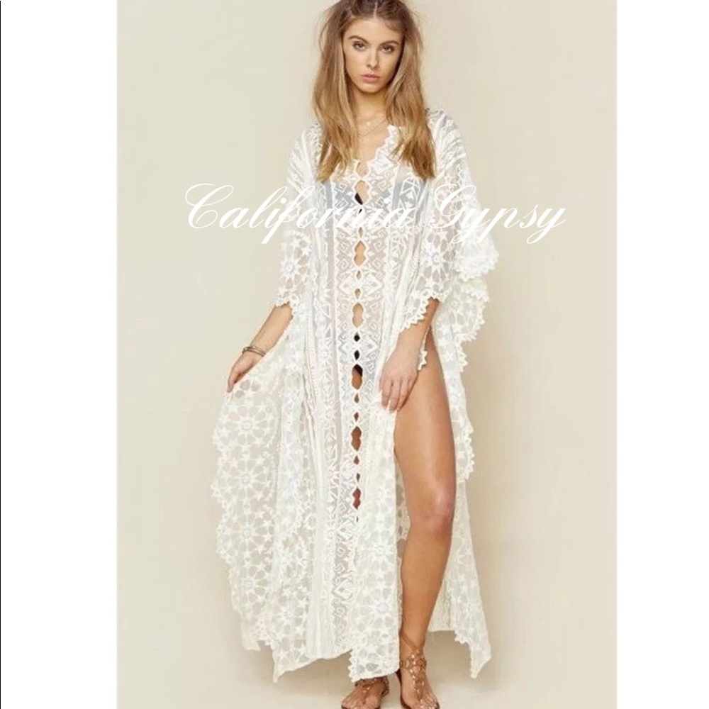 Kaftan Vintage Lace Bohemian Gypsy Coverup - Picture 11 of 12